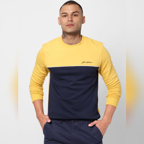 JACK&JONES Yellow Colourblocked Sweatshirt