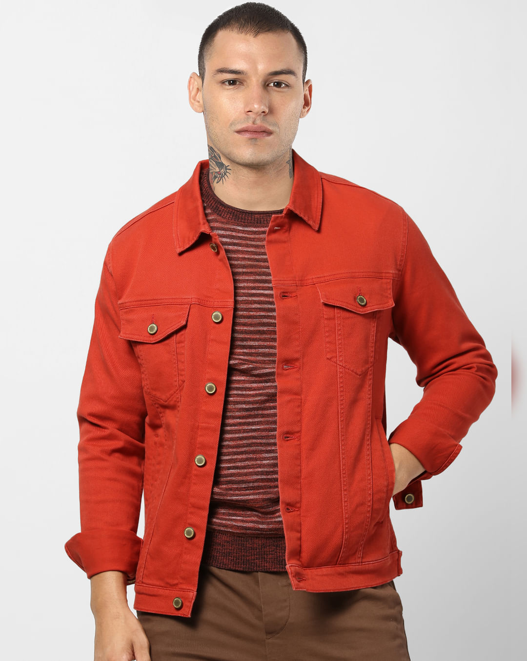 Buy Men Red Denim Jacket Online Jack Jones