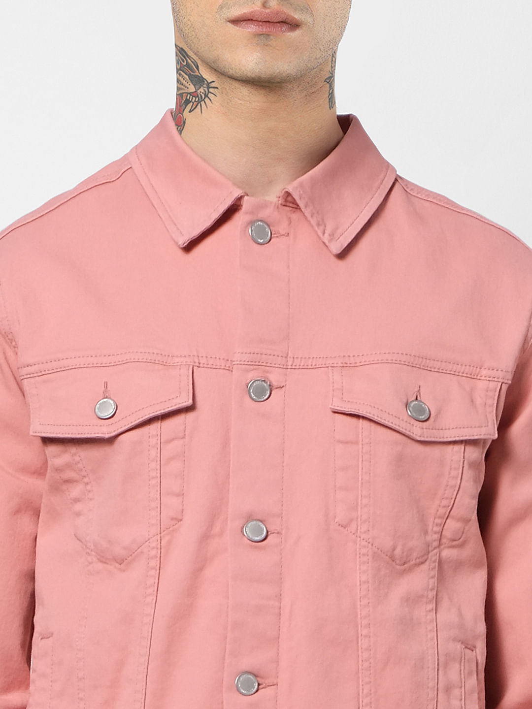peach colour denim jacket