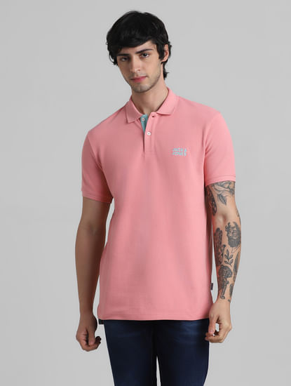 Pink Logo Text Polo T-shirt