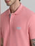 Pink Logo Text Polo T-shirt_409370+5
