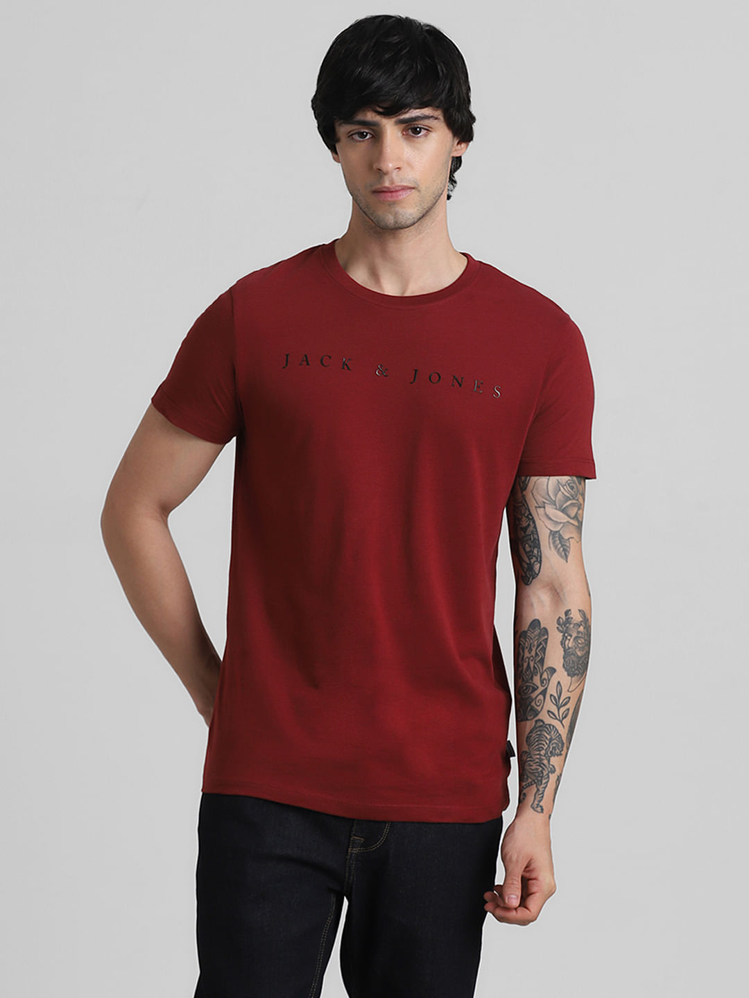 Dark red clearance t shirt men