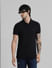 Black Solid Polo Neck T-shirt_409377+1