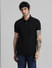 Black Solid Polo Neck T-shirt_409377+2