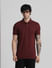 Maroon Solid Polo Neck T-shirt_409378+1