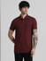 Maroon Solid Polo Neck T-shirt_409378+2