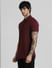 Maroon Solid Polo Neck T-shirt_409378+3