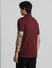 Maroon Solid Polo Neck T-shirt_409378+4