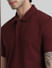 Maroon Solid Polo Neck T-shirt_409378+5