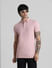 Light Pink Solid Polo Neck T-shirt_409379+1