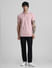 Light Pink Solid Polo Neck T-shirt_409379+6