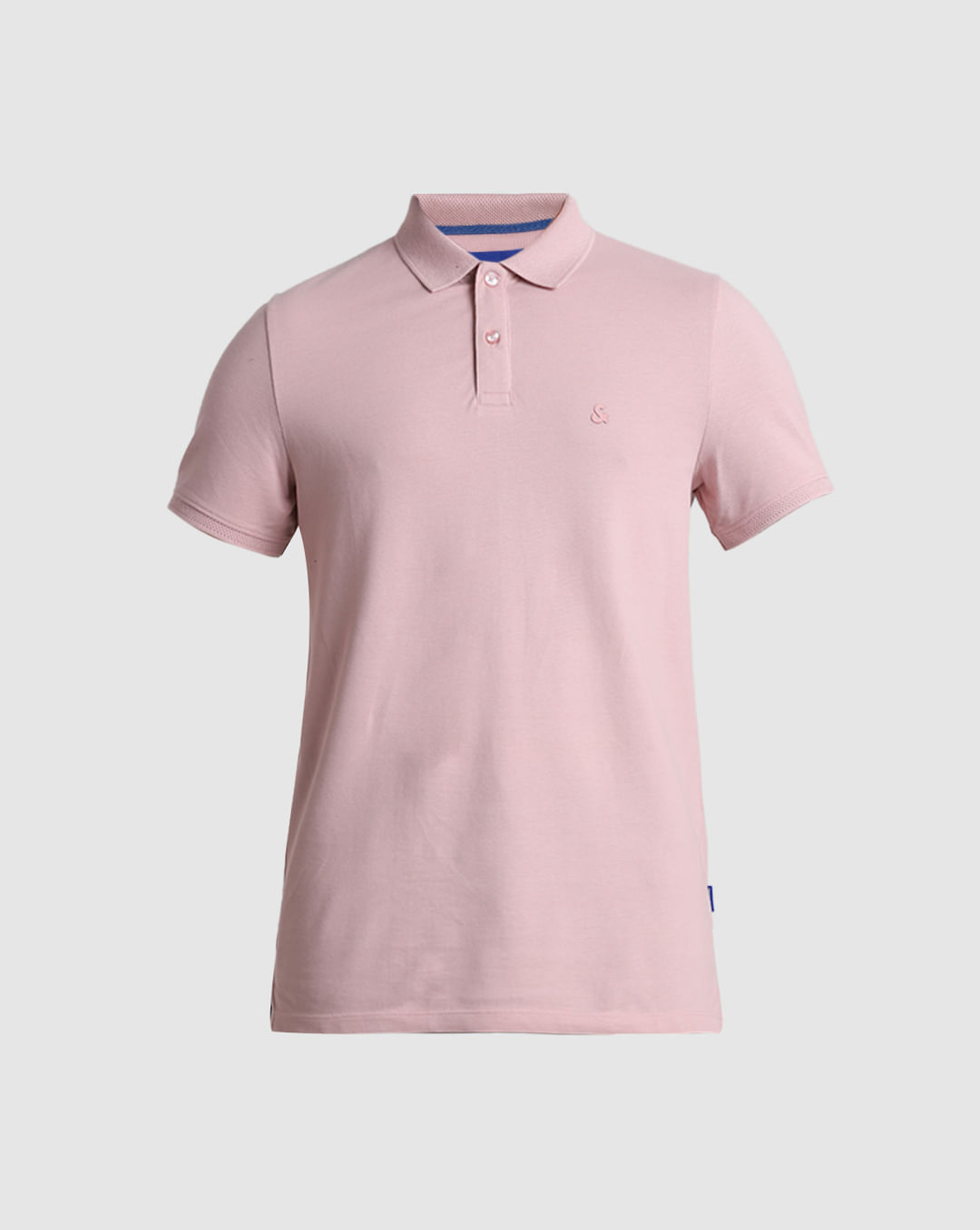 Light Pink Solid Polo Neck T-shirt
