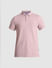 Light Pink Solid Polo Neck T-shirt_409379+7