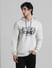 White Melange Hooded Sweatshirt_409380+2