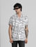White Abstract Print Short Sleeves Shirt_409399+1