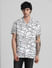 White Abstract Print Short Sleeves Shirt_409399+2