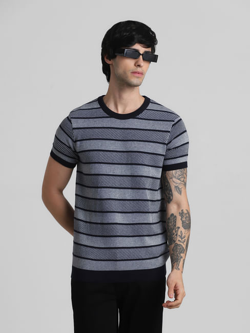 Black Striped Knitted T-shirt