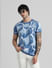 Blue Printed Crew Neck T-shirt_409404+1