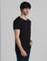Black Contrast Neck Tipping T-shirt_409393+3