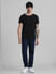 Black Contrast Neck Tipping T-shirt_409393+6