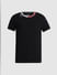 Black Contrast Neck Tipping T-shirt_409393+7