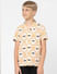 Boys Peach Printed Short Sleeves Shirt_405292+2