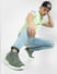 Grey & Green Printed Lace-Up Sneakers_405310+1