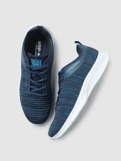 Blue & Black Printed Lace-Up Sneakers
