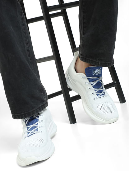 White Lace-Up Sneakers