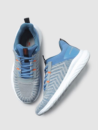Light Blue Mesh Detail Lace-Up Sneakers