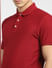 Red Textured Striped Polo T-shirt_403883+5