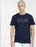 Blue Logo Print Crew Neck T-shirt_403898+2