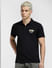 Black Logo Print Polo Neck T-shirt_403911+2