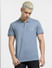 Blue Logo Print Polo Neck T-shirt_403912+2