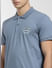 Blue Logo Print Polo Neck T-shirt_403912+5