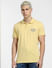 Yellow Logo Print Polo Neck T-shirt_403913+2