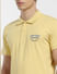 Yellow Logo Print Polo Neck T-shirt_403913+5