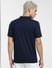 Navy Blue Logo Print Polo Neck T-shirt_403914+4