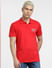 Red Logo Print Polo Neck T-shirt_403915+2