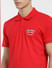Red Logo Print Polo Neck T-shirt_403915+5