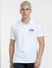 White Logo Print Polo Neck T-shirt_403916+2