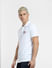 White Logo Print Polo Neck T-shirt_403916+3