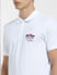 White Logo Print Polo Neck T-shirt_403916+5