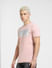 Light Pink Logo Print Crew Neck T-shirt_403922+3