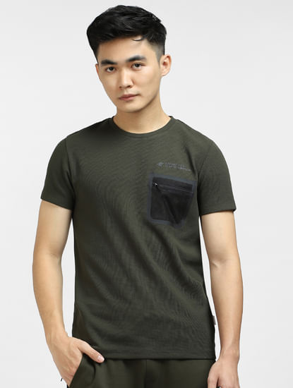 Dark Green Zipped Pocket T-shirt