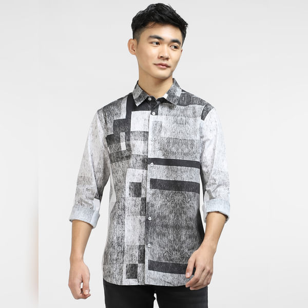 BESTSELLER CLOTHING Black Printed Full Sleeves Shirt