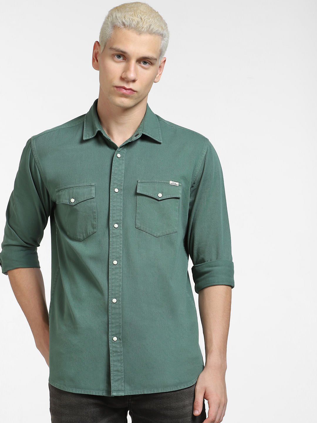 Buy Spykar Rifle Green Slim Fit Denim Shirt for Mens Online @ Tata CLiQ