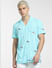 Blue Printed Short Sleeves Shirt_403945+2