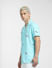 Blue Printed Short Sleeves Shirt_403945+3