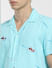 Blue Printed Short Sleeves Shirt_403945+5